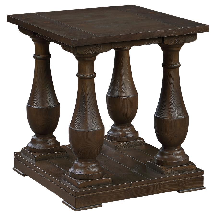 Walden - Rectangular End Table With Turned Legs and Floor Shelf - Coffee