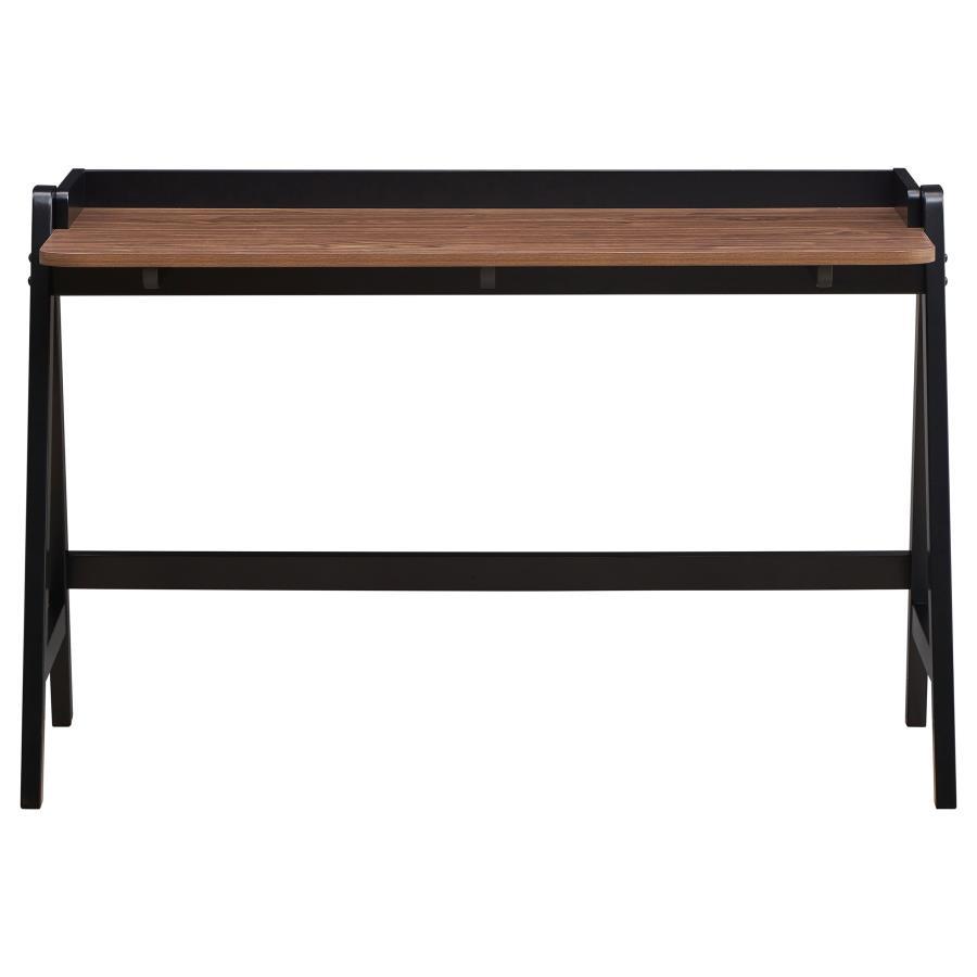 Raul - Writing Desk - Walnut and Black With USB Ports