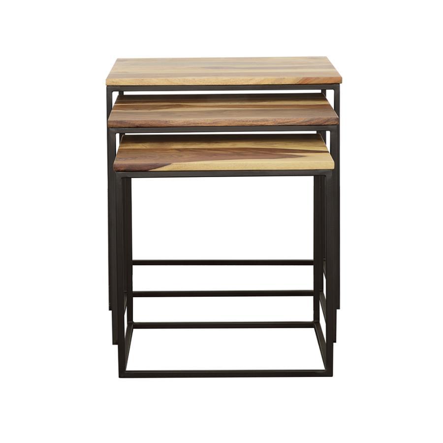 Belcourt - 3-Piece Square Nesting Tables - Natural and Black