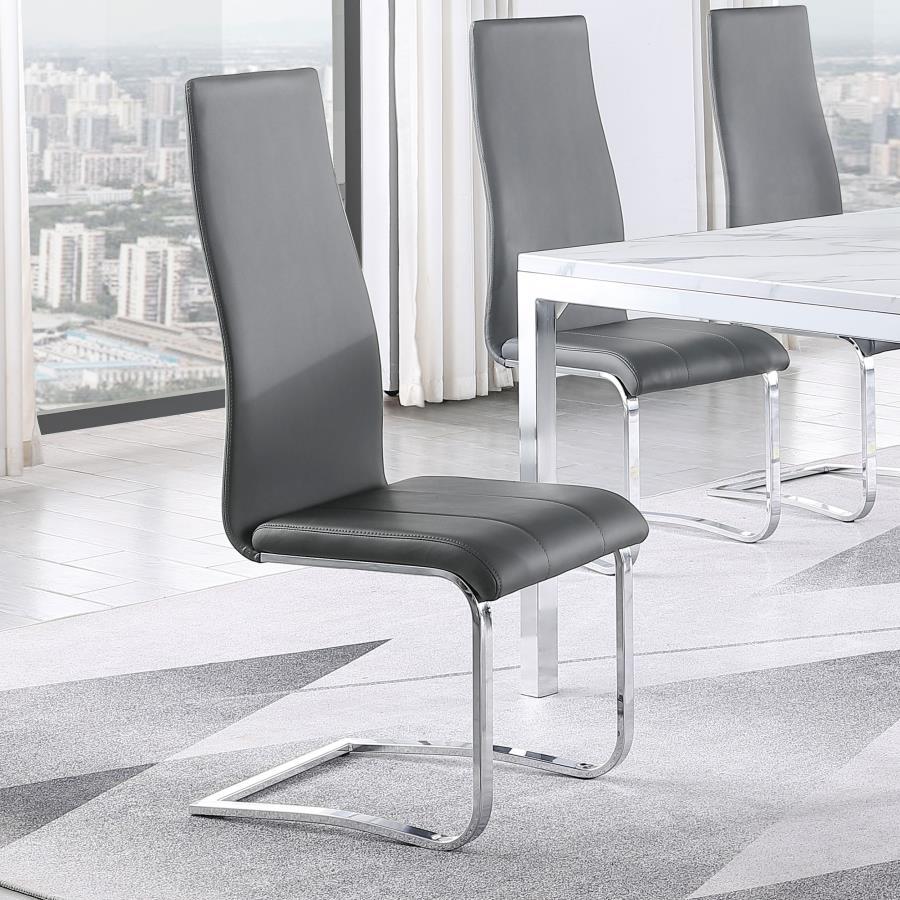 Montclair - Upholstered High Back Side Chairs (Set of 4) - Grey and Chrome