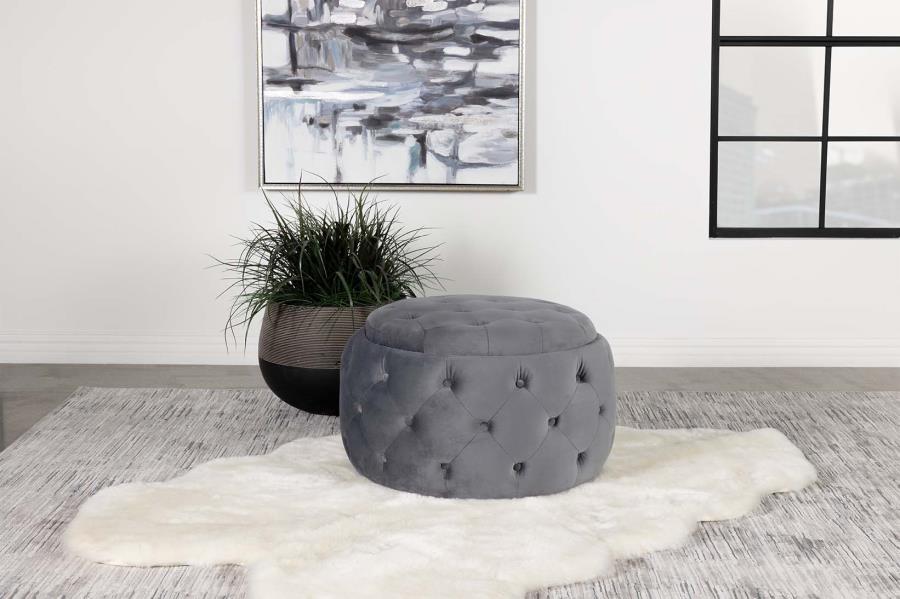 Angelina - Tufted Storage Round Ottoman