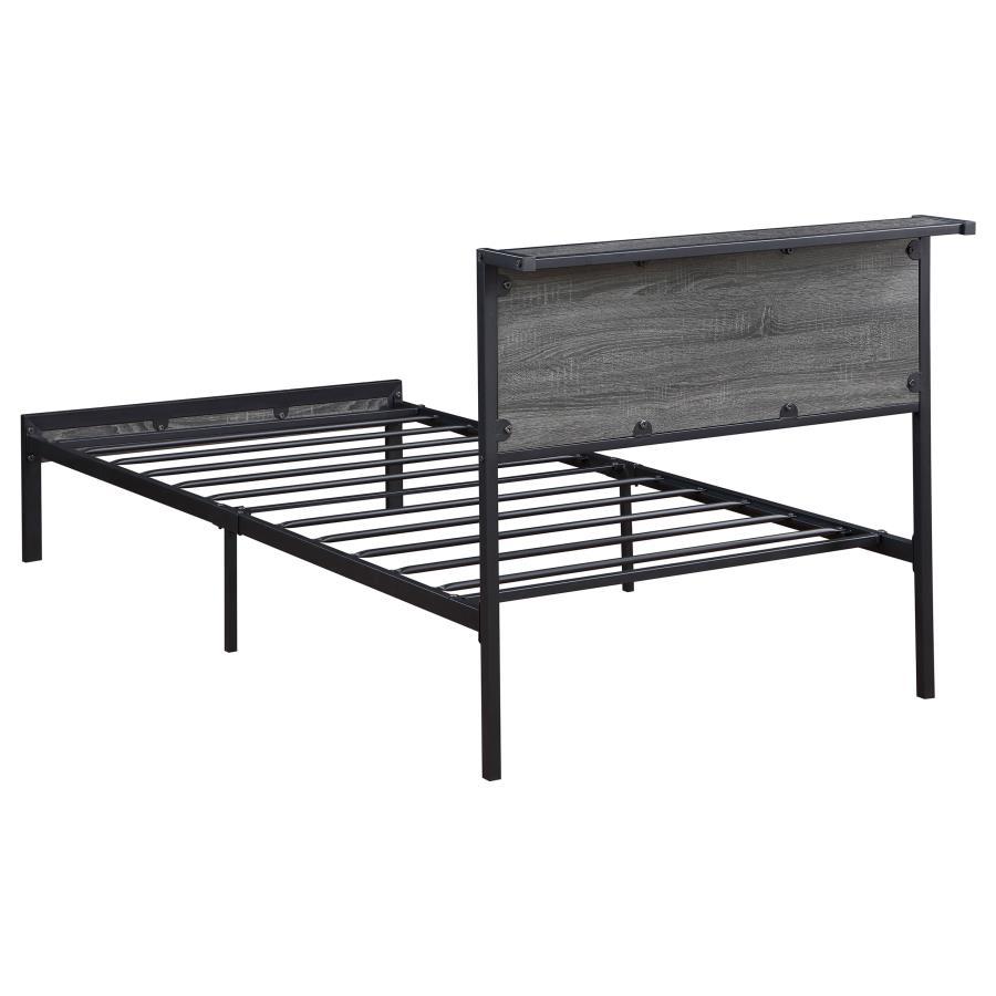 Ricky - Twin Platform Bed - Grey And Black