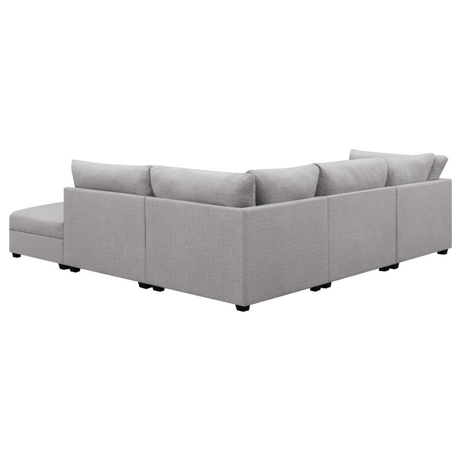 Cambria - 5-Piece Upholstered Modular Sectional - Grey - Fabric
