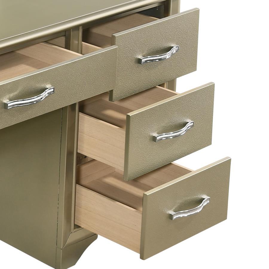 Beaumont - 7-Drawer Vanity Desk With Lighting Mirror - Champagne
