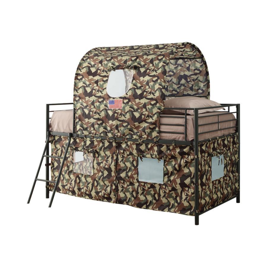 Camouflage - Tent Loft Bed With Ladder - Army Green