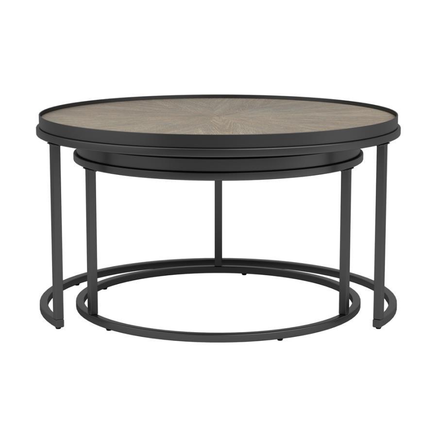 Rodrigo - 2-Piece Round Nesting Tables - Weathered Elm