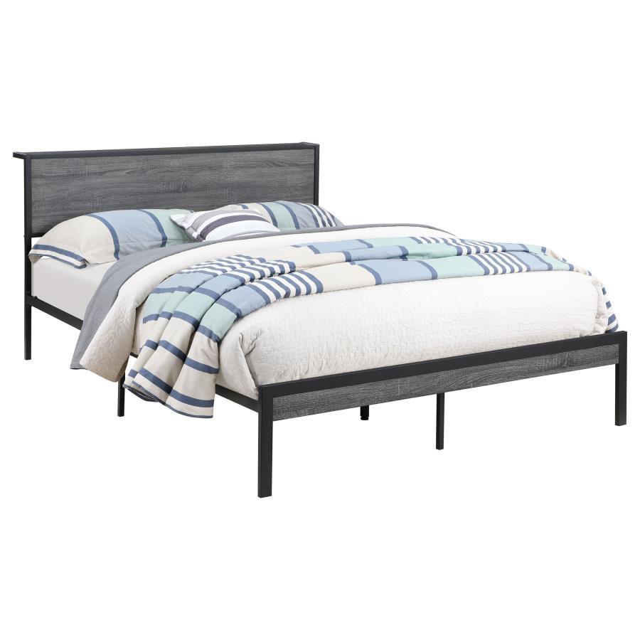 Ricky - Queen Platform Bed - Grey And Black