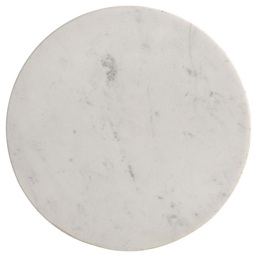 Fulcher - Round Metal Side Table - White and Gold