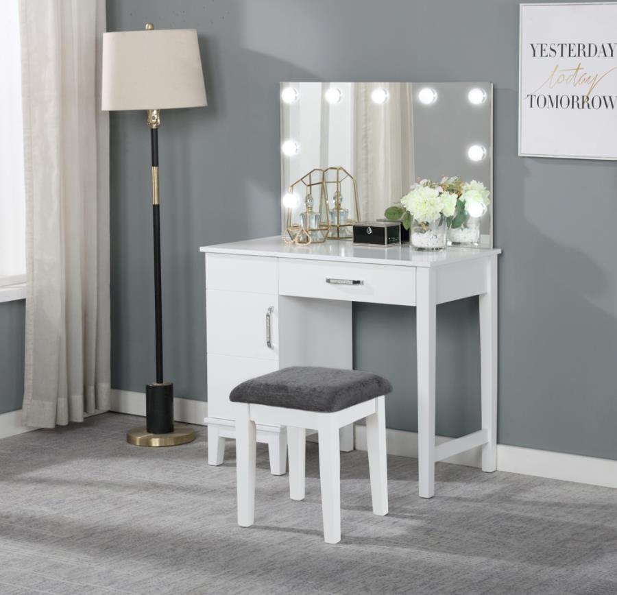 Elijah - Vanity Set With Led Lights - White and Dark Grey