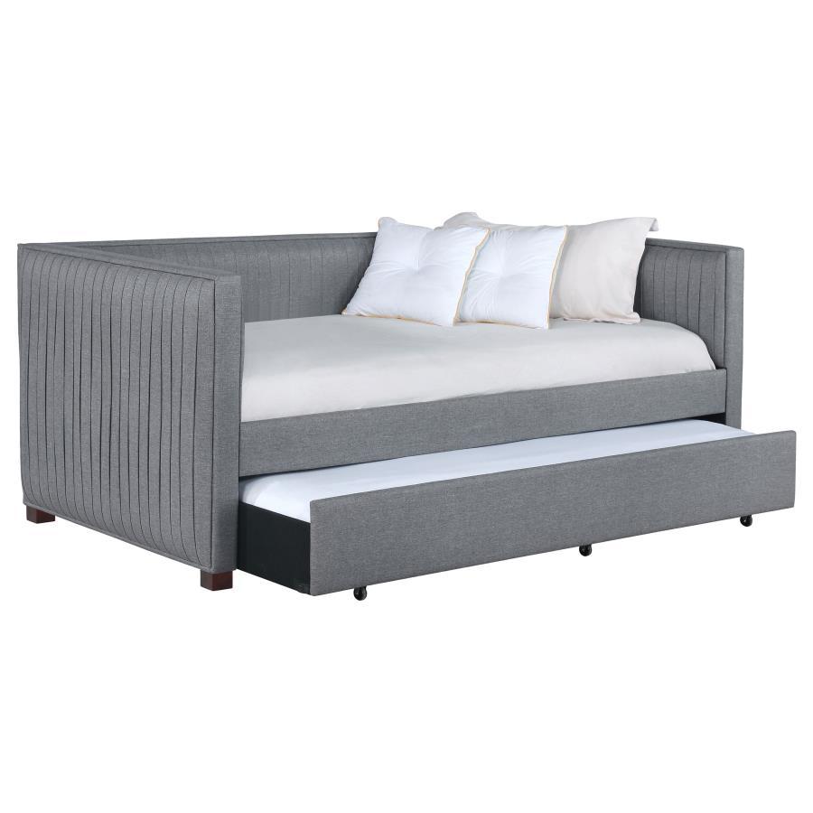 Brodie - Upholstered Twin Daybed With Trundle - Grey