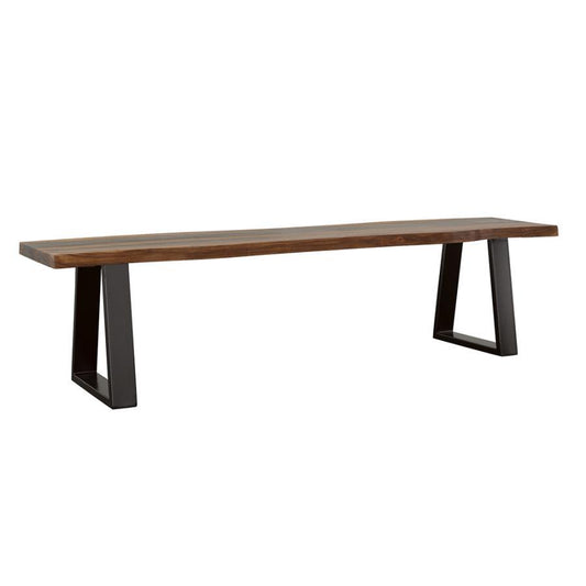Ditman - Live Edge Dining Bench - Grey Sheesham and Black