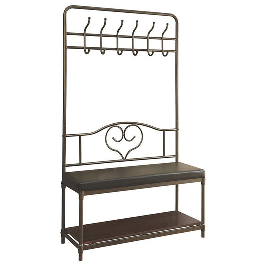 Francesca - Hall Tree With 6-Hook - Dark Walnut and Dark Bronze