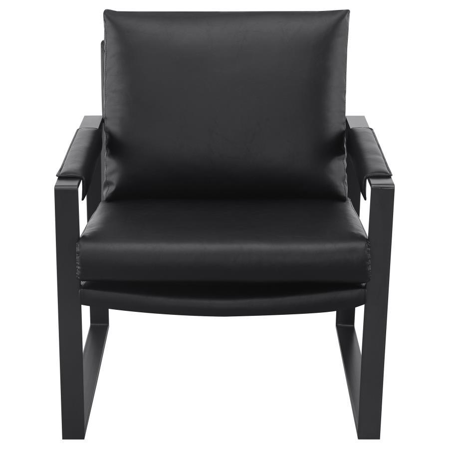 Rosalind - Upholstered Track Arms Accent Chair - Black and Gummetal