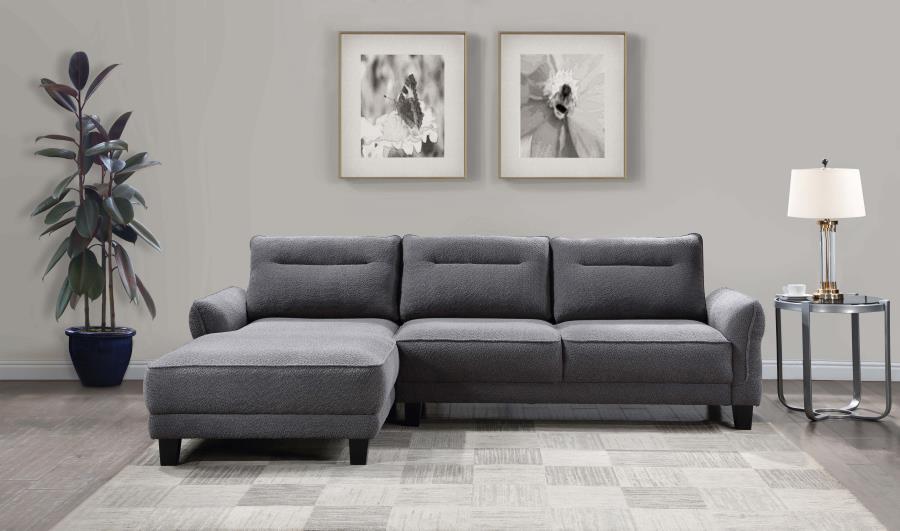 Caspian - Upholstered Curved Arms Sectional Sofa Grey