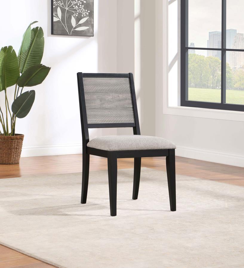 Elodie - Upholstered Padded Seat Dining Side Chair (Set of 2) - Dove Grey and Black