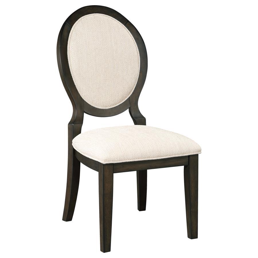 Twyla - Upholstered Oval Back Dining Side Chairs (Set of 2) - Cream and Dark Cocoa