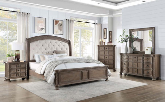 Emmett - 5-Piece California King Bedroom Set - Walnut and Beige