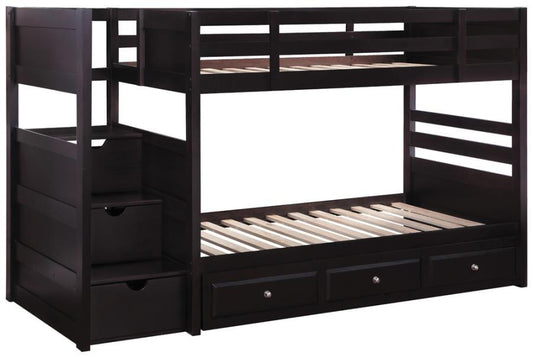 Elliott - Twin Over Twin Stairway Bunk Bed - Cappuccino
