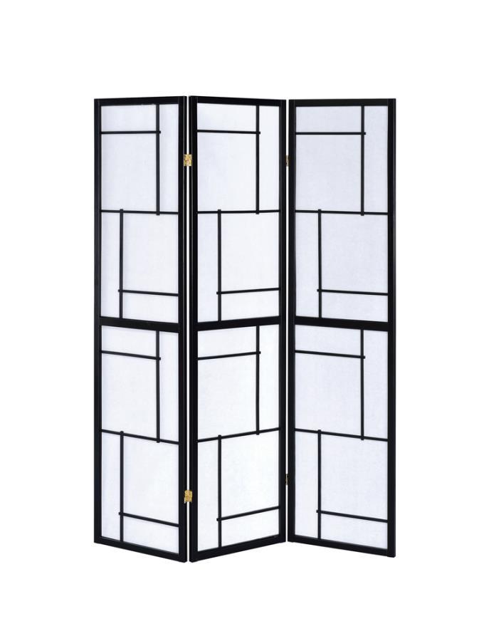 Damis - 3-Panel Folding Floor Screen - Black and White