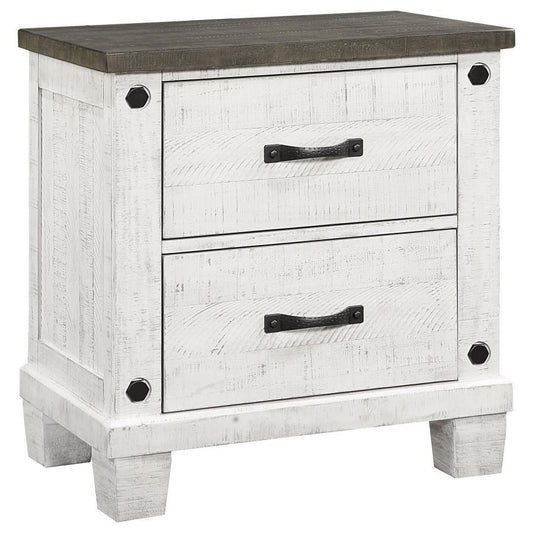 Lilith - 2-Drawer Nightstand - Distressed Grey And White