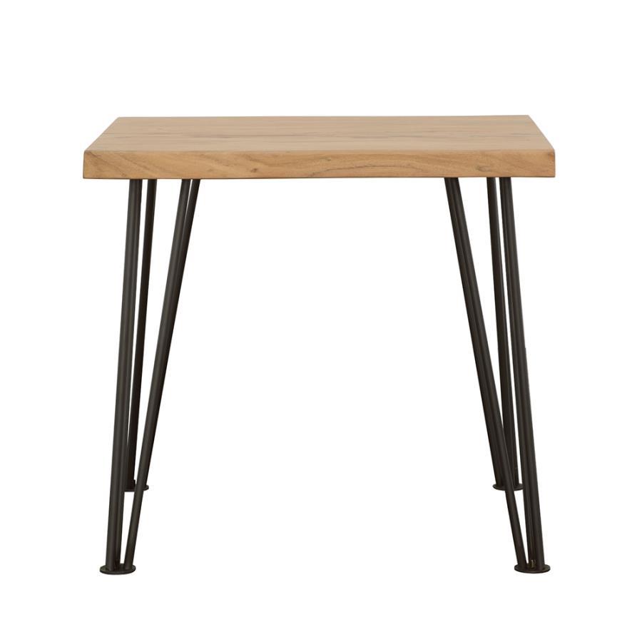 Zander - End Table With Hairpin Leg - Natural and Matte Black