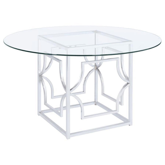 Starlight - Round Glass Top Dining Table - Clear And Chrome
