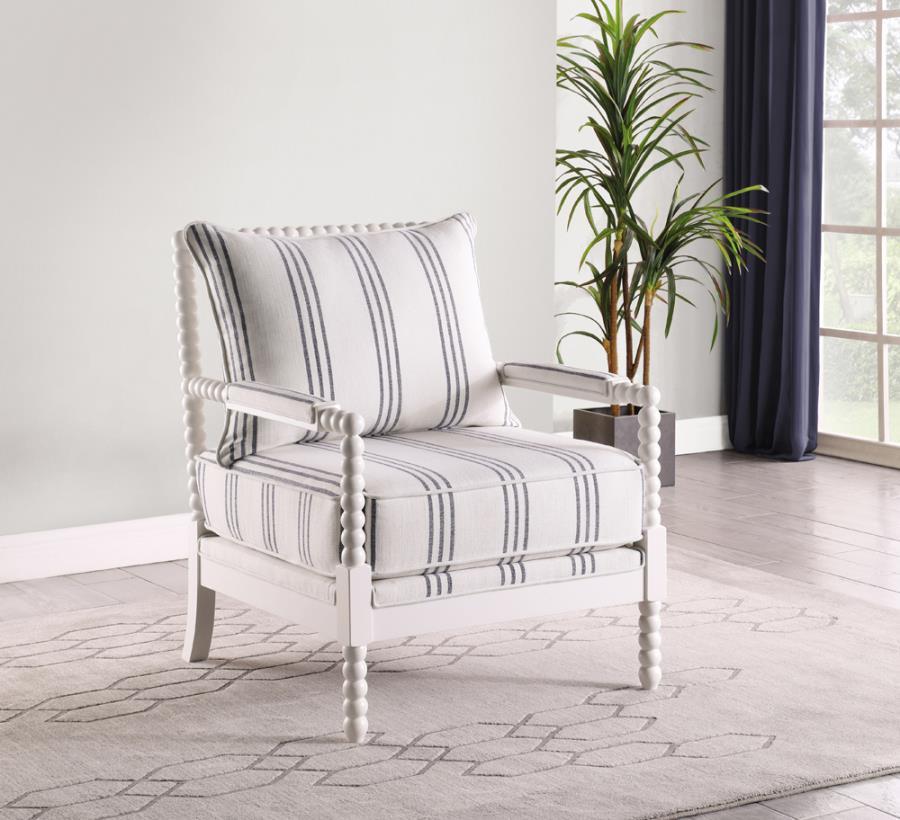 Blanchett - Upholstered Accent Chair With Spindle Accent - White and Navy