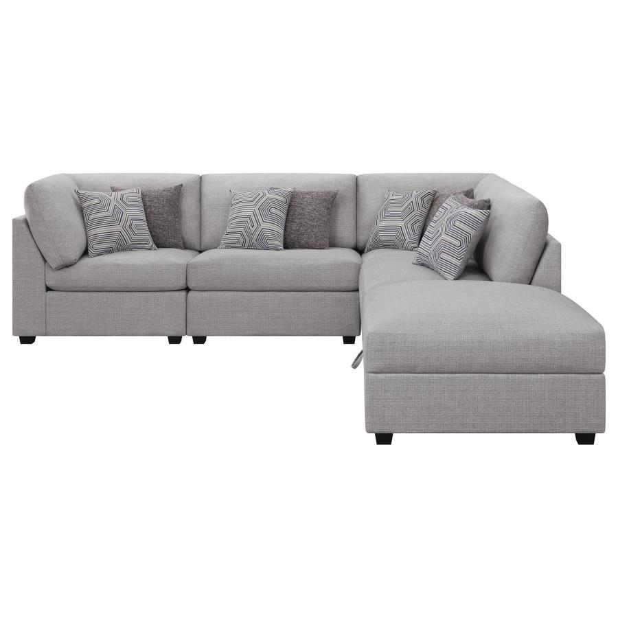 Cambria - 5-Piece Upholstered Modular Sectional - Grey - Fabric