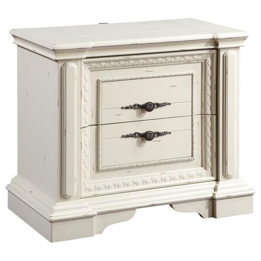 Evelyn - 2-Drawer Nightstand With Usb Ports - Antique White