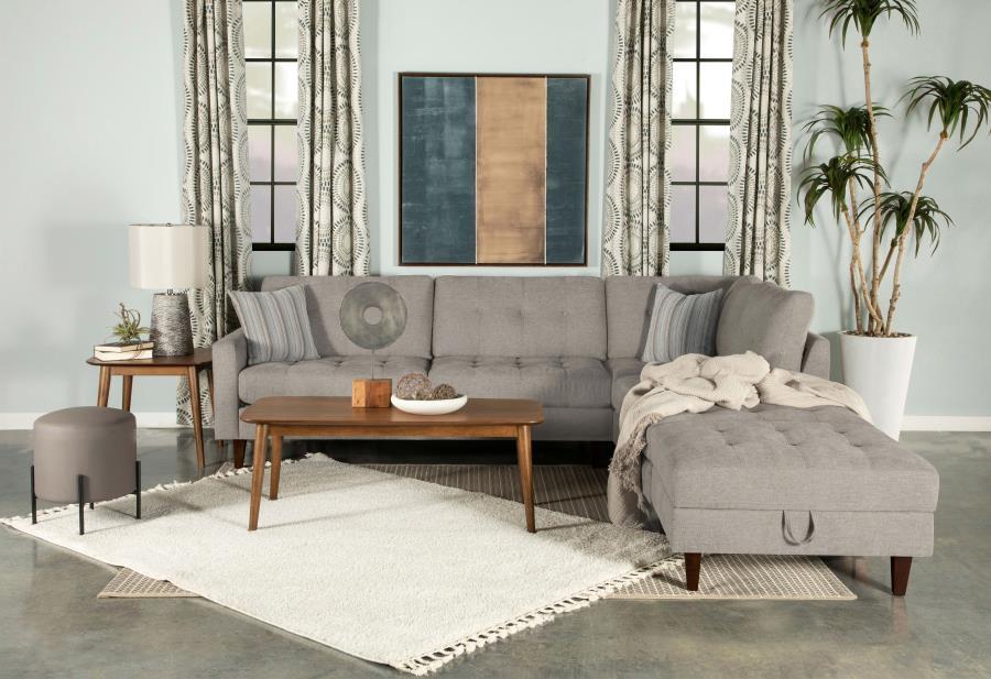 Barton - Upholstered Tufted Sectional - Toast and Brown