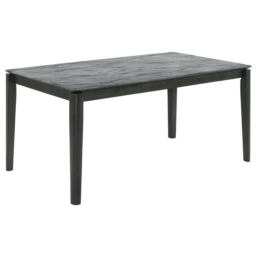 Stevie - Rectangular Faux Marble Top Dining Table - Grey and Black
