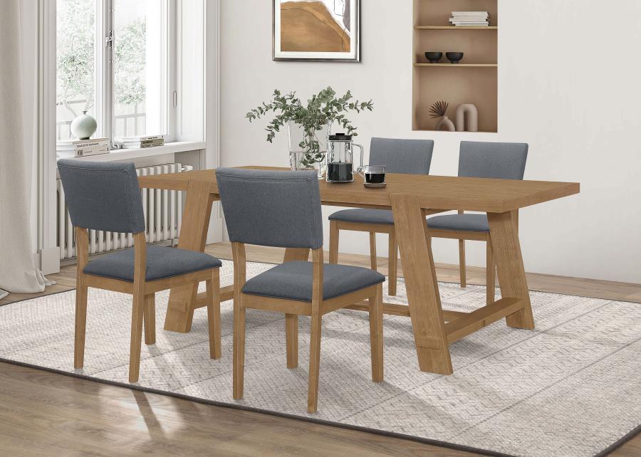 Sharon - 5-Piece Rectangular Trestle Base Dining Table Set - Blue and Brown