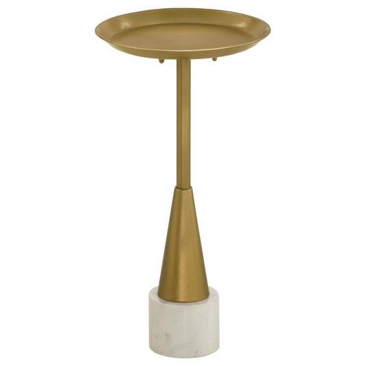 Alpine - Round Metal Side Table - White and Gold