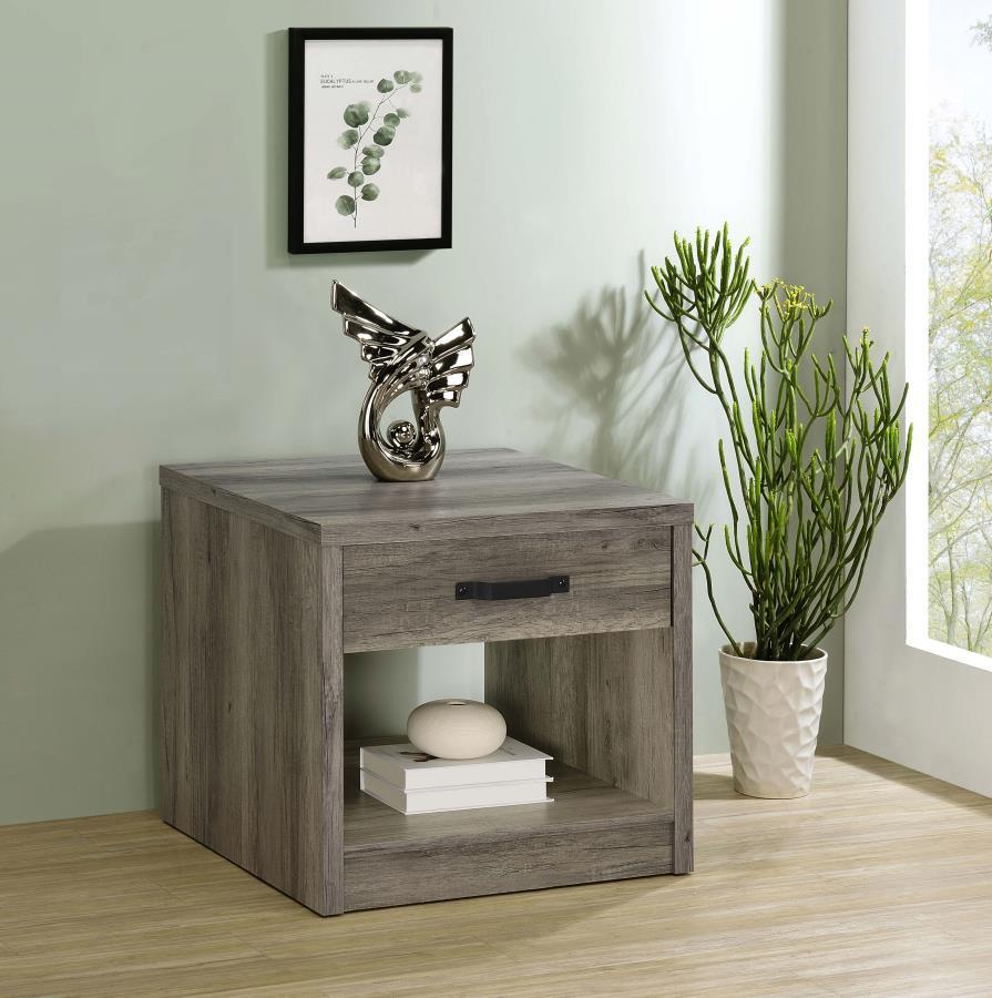 Felix - 1-Drawer Square Engineered Wood End Table - Grey Driftwood
