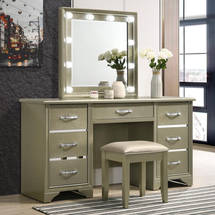 Beaumont - Upholstered Vanity Stool - Champagne Gold and Champagne