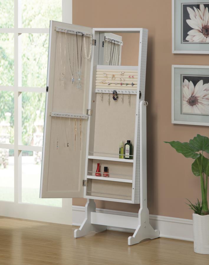 Zayas - Storage Jewelry Cheval Mirror - White