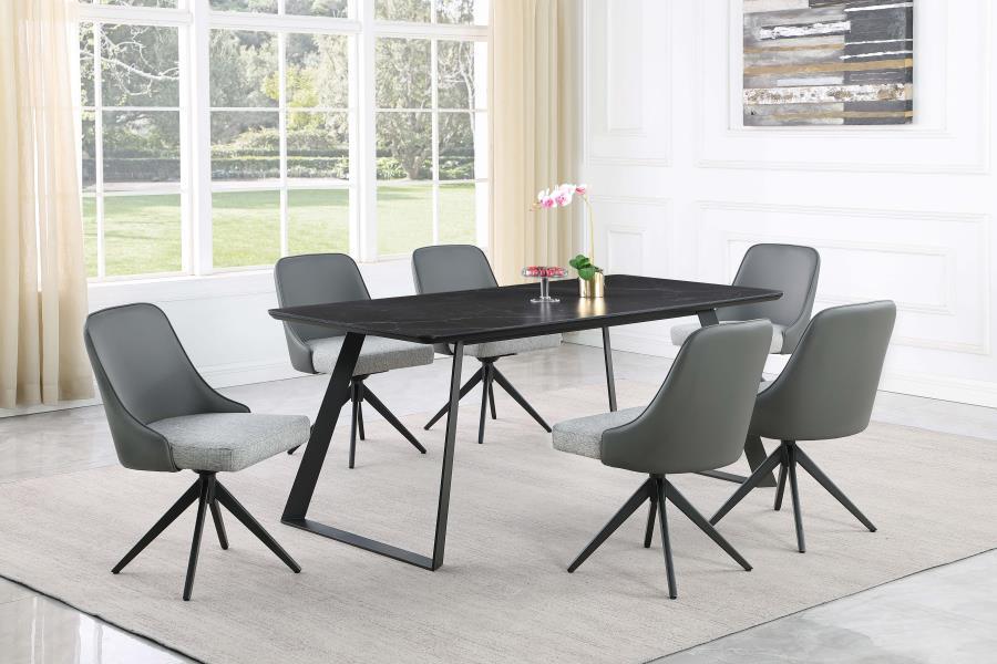Smith - Rectangle Ceramic Top Dining Table - Black and Gunmetal