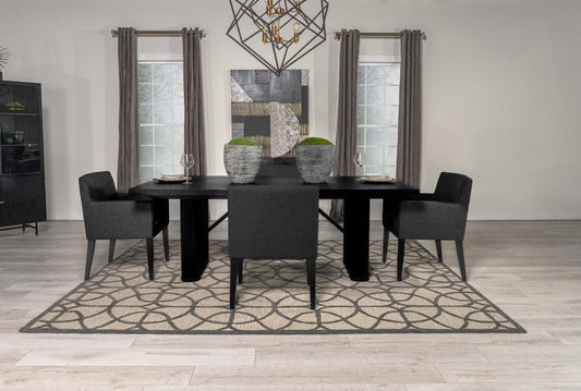 Catherine - 5-Piece Double Pedestal Dining Table Set - Charcoal Grey and Black