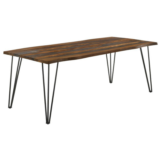 Neve - Live-Edge Dining Table With Hairpin Legs - Sheesham Grey and Gunmetal