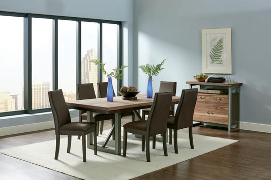 Spring Creek - 7-Piece Dining Room Set - Natural Walnut and Taupe