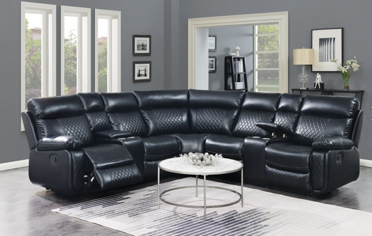 6237 Master Furniture Black Reclining Sectional