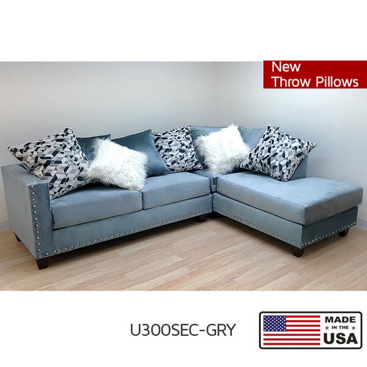 U300SEC-GRY Sectional, Grey, Nail Trim