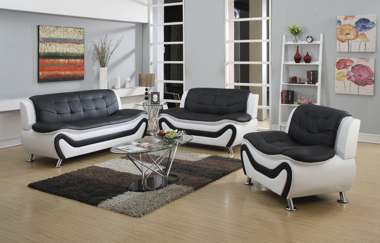 8163 Master Black and White Living Room Set