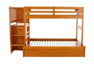 Twin/Full Staircase Bunk Bed with 3 Drawers Honey