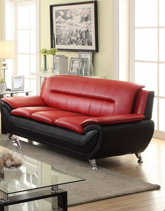 888 Vinyl Red/Black Sofa
