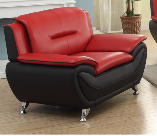 888 Black & Red Faux Leather Chair