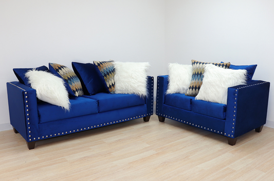 U300SL Velvet Blue 2-Piece Sofa & Loveseat