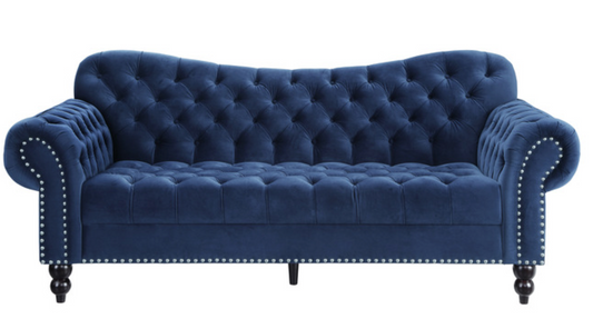 9330BU-3 Rosalie Blue Velvet Sofa