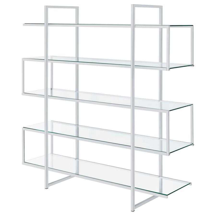 Elmer - 5-Shelf Bookcase - Chrome and Clear