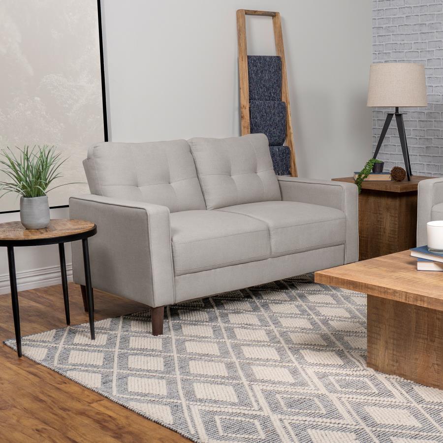 Bowen - Upholstered Track Arms Tufted Loveseat - Beige